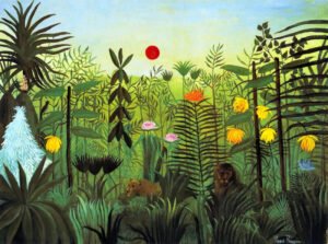 Henri Rousseau "Peizažas su liūtu ir liūte"