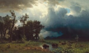 Albert Bierstadt "Buivolų takas: Artėjanti audra"