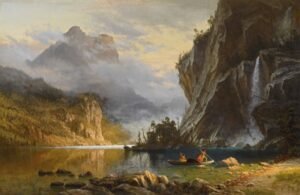 Albert Bierstadt "Indų žvejyba ietimi"