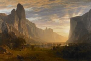 Albert Bierstadt "Žvelgiant į Josemito slėnį"