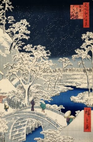 Utagawa Hiroshige "Drum Meguro tiltas"
