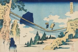 Katsushika Hokusai "Kabantis tiltas"