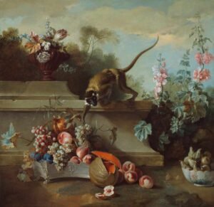 Jean Baptiste Oudry "Monkey, Fruits and Flowers" 1724