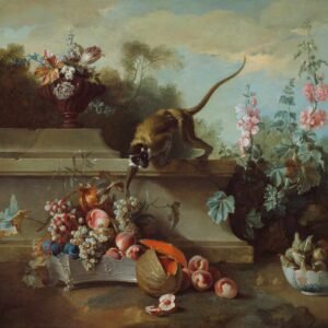 Jean Baptiste Oudry "Monkey, Fruits and Flowers" 1724