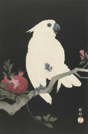 Ohara Koson "Kakadu ir granatas"