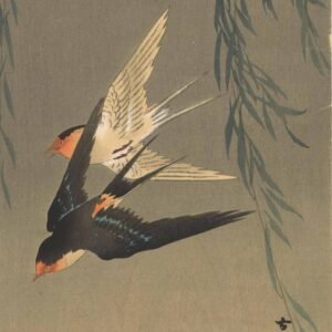 Ohara Koson "Trys raudonuodegės kregždės"