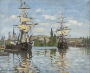 Claude Monet "Laivai plaukiantys Sena per Rouene"