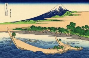 Katsushika Hokusai "Tago įlankos krantas"