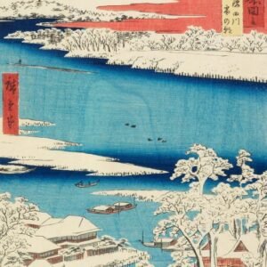 Utagawa Hiroshige "Snieguotas rytas prie Sumida upės"