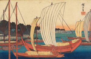 Utagawa Hiroshige "Vaizdas į valtis"